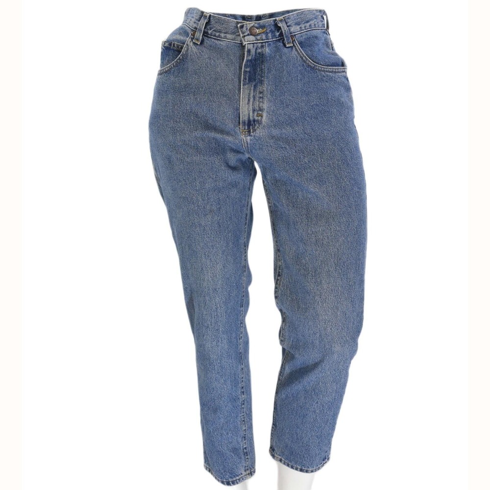 90s Vintage Lee High Waist Medium Wash Mom Jeans Womens M 10 Straight Leg Ankle
